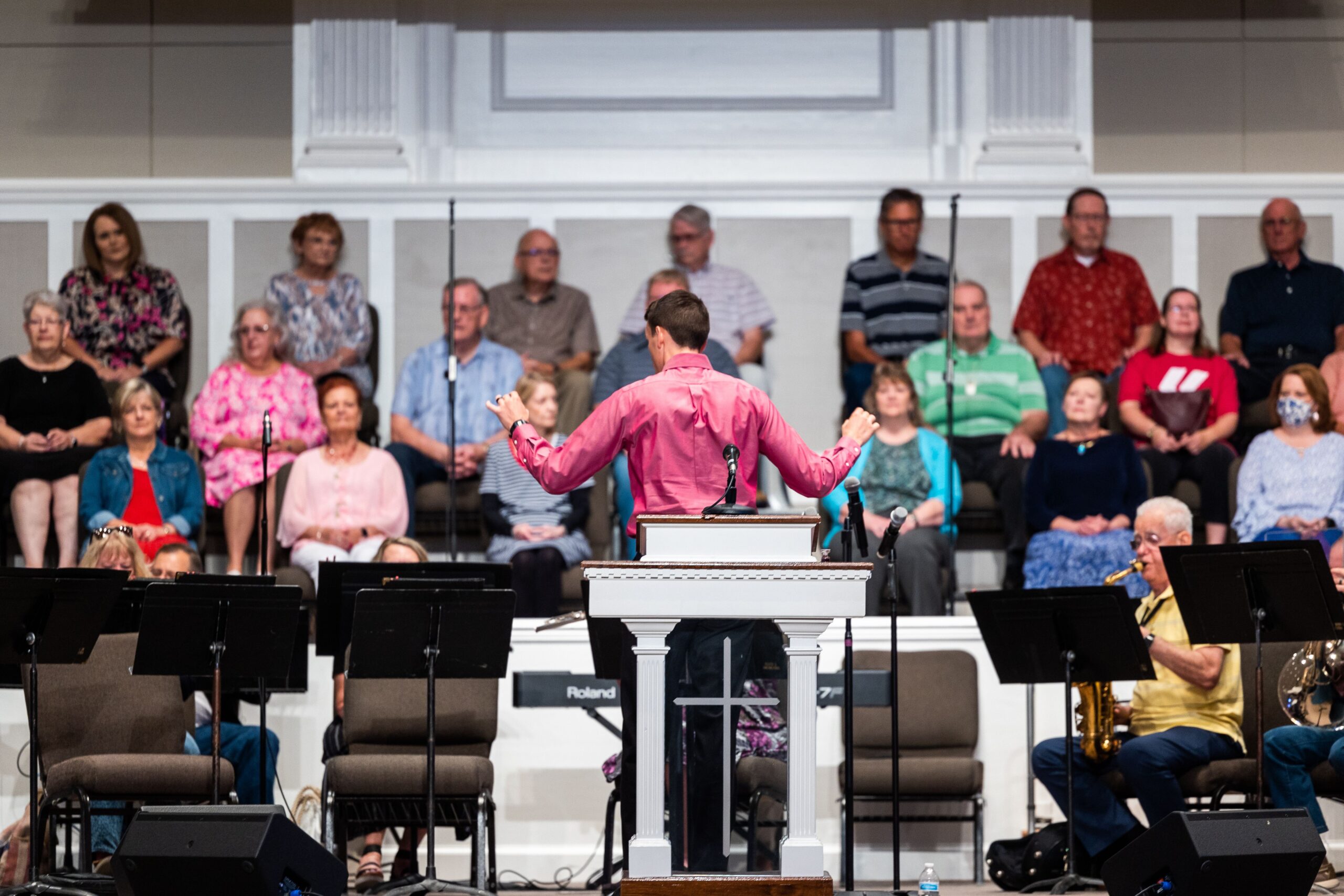 Orchestra musicians performing